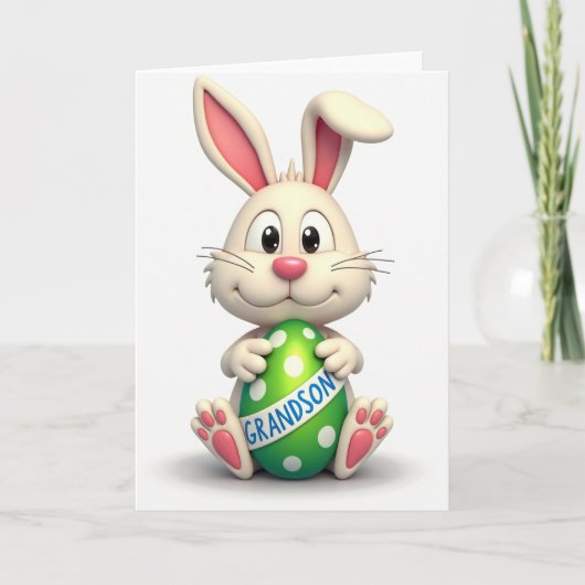 Carte Grandson Bunny Egg Greeting Card (Devant)