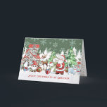 Carte Grandson Christmas Père Noël Snowman Rudolph<br><div class="desc">Carte de voeux pour Grand-fils avec images de Noël du Père Noël,  Snowman,  Reindeer Rudolph,  Penguin et Père Noël chat en forêt hivernale</div>