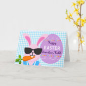 Carte Grandson Cool Lapin de Pâques et Carotte (Fleur jaune)