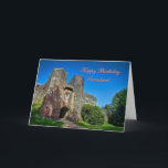 Carte Grandson d'anniversaire - Entrée du château anglai<br><div class="desc">English Scenes Une carte magnifique avec une belle vue ensoleillée sur un petit château anglais typique,  niché dans son propre jardin près de Totnes,  Devon. Code image : hrcol156</div>