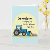 Carte Grandson Easter Wishes Tractor Card (Fleur jaune)