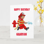 CARTE GRANDSON ET MON FIREMAN PRÉFÉRÉ À L'ANNIVERSAIRE (Fleur jaune)