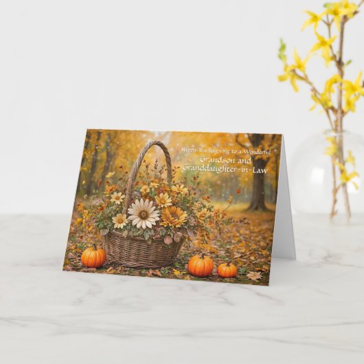 Carte Grandson et sa belle-petite-fille Thanksgivin (Fleur jaune)