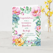 Carte Grandson et sa femme Mariage Day Félicitations (Fleur jaune)