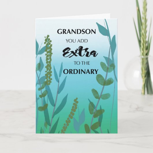 Carte Grandson Extra Ordinaire Anniversaire Vert Bleu Fo (Devant)