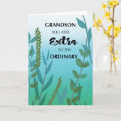 Carte Grandson Extra Ordinaire Anniversaire Vert Bleu Fo (Fleur jaune)