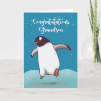 Grandson Félicitations Penguin Jumping Pour La Joi