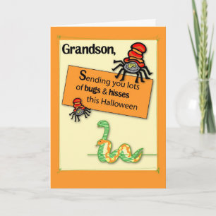 Carte Grandson Funny Halloween Bugs et Hisses