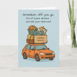 Carte Grandson Funny Off to College Car personnalisable