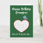 Carte Grandson Golf Sports Coeur Anniversaire<br><div class="desc">Quand votre petit-fils est un amateur de sport et aime le golf le plus,  cette carte est parfaite pour lui. Envoyez vos voeux d'anniversaire à votre petit-fils aujourd'hui avec cette carte.</div>