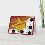 Carte Grandson - Joyeux Anniversaire Soccer Love Grandso<br><div class="desc">Carte amusante pour souhaiter un joyeux anniversaire à votre petit-fils amoureux du football. Ajoutez une photo de votre petit-fils portant l'uniforme de son équipe de football préférée à l'intérieur de la carte pour une touche spéciale supplémentaire.</div>