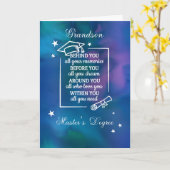 Carte Grandson Master's Graduation Citation Bleu (Fleur jaune)