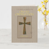 Carte Grandson Ordination Félicitations, Métal Cross (Fleur jaune)