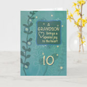 Carte Grandson Religieux 10e Anniversaire Main verte des (Fleur jaune)