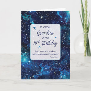 Carte Grandson Religieux 19e Anniversaire Etoiles en Gal