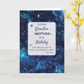 Carte Grandson Religieux Anniversaire Étoiles dans le ci (Fleur jaune)