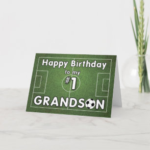 Carte Grandson Soccer Anniversaire avec terrain d'herbe