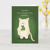 Carte Grandson St. Patricks Day Cute Kitten Shamrock (Fleur jaune)