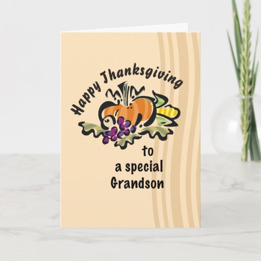 Carte Grandson Thanksgiving avec l'illustration Citrouil (Devant)