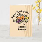 Carte Grandson Thanksgiving avec l'illustration Citrouil (Fleur jaune)