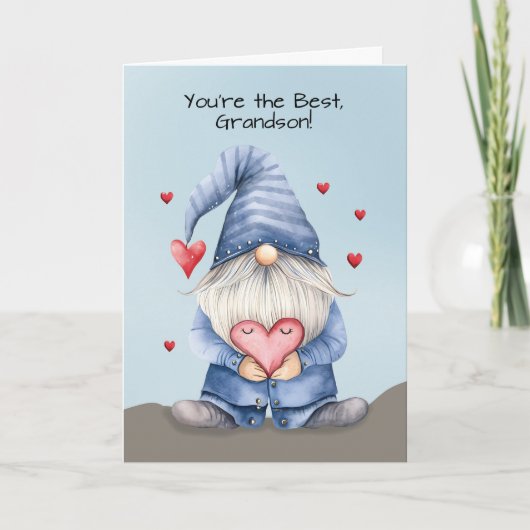 Carte Grandson Valentine Funny Gnome Porter Denim (Devant)