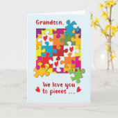 Carte Grandson Valentine Puzzle Amour aux pièces (Fleur jaune)