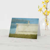 Carte Grange blanche et oiseaux sur une clôture (Fleur jaune)