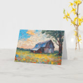 Carte Grange d'anniversaire dans le champ de fleurs sauv (Fleur jaune)