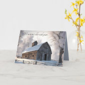 Carte Grange d'hiver dans les flocons de neige Anniversa (Fleur jaune)