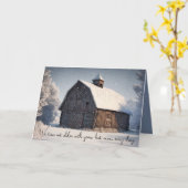 Carte Grange d'hiver dans les flocons de neige Anniversa (Fleur jaune)