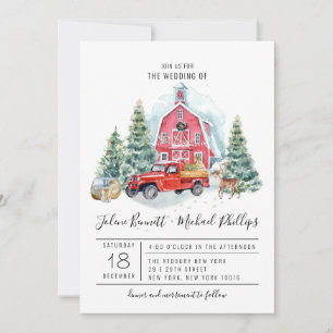 Carte Grange élégant d'hiver   Mariage à l'aquarelle