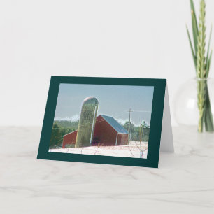 Carte Grange et silo rouges dans la neige