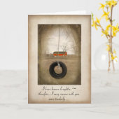 Carte Grange rouge avec la Sympathie du pneu (Fleur jaune)