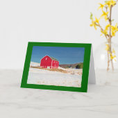 Carte Grange rouge dans la neige (Fleur jaune)