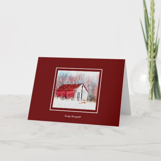 Carte Grange rustique avec Red Fox Snow Scene Holiday (Devant)