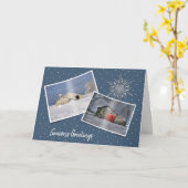 Carte Granges d'hiver de Noël dans la neige (Fleur jaune)