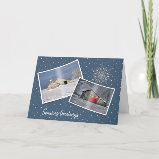 Carte Granges d'hiver de Noël dans la neige (Devant)