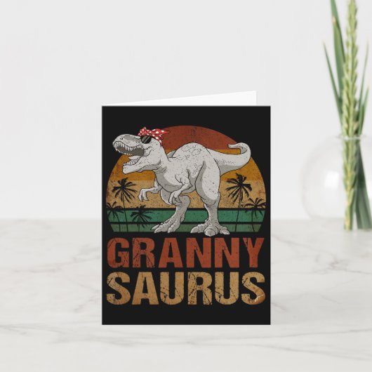 Carte Grannysaurus T Rex Dinosaure Granny Saurus Rétro M (Devant)