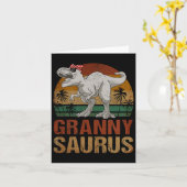 Carte Grannysaurus T Rex Dinosaure Granny Saurus Rétro M (Fleur jaune)