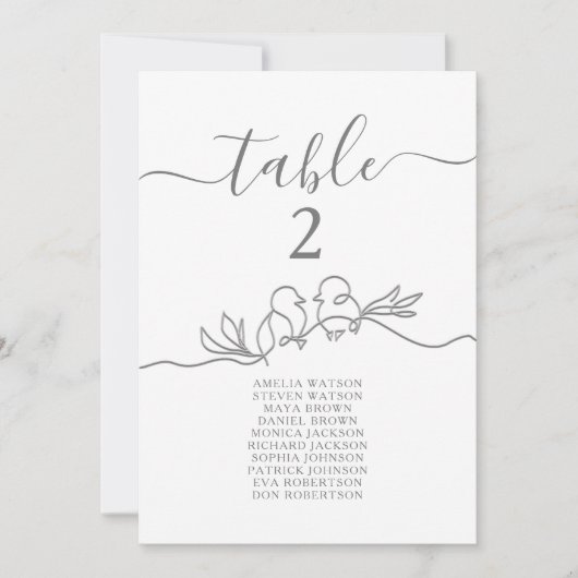 Carte Graphie de mariage simple pour le plan de table (Devant)