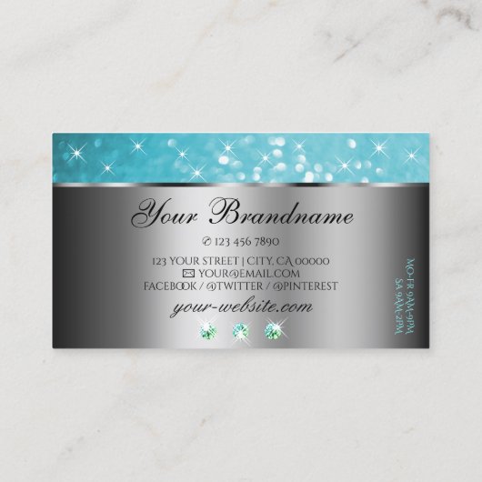 Carte graphique Argent Turquoise Parties scintilla (Dos)
