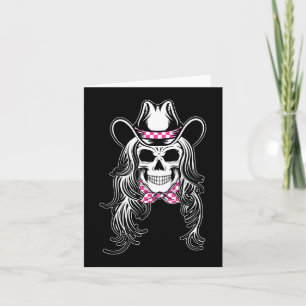 Carte Graphique crâne femme Halloween cowgirl pink check