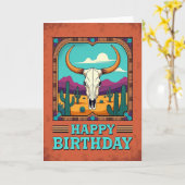 Carte graphique d'anniversaire désertique (Fleur jaune)