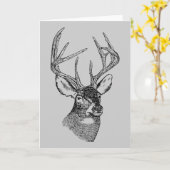 Carte Graphique d'art de cerfs vintages (Fleur jaune)