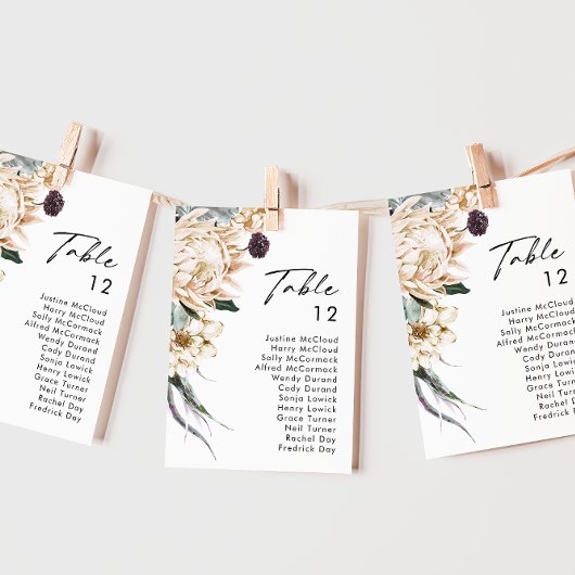 Carte Graphique de numéro de tableau Floral blanc