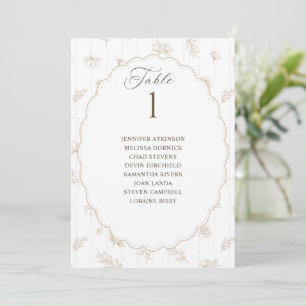 Carte Graphique de placement de mariage ovale beige vint