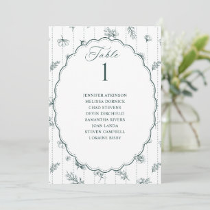 Carte Graphique de placement de mariage ovale émeraude v