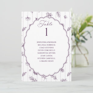 Carte Graphique de placement de mariage ovale vintage fo
