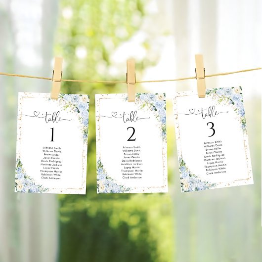 Carte Graphique de placement de table bleu poussiéreux é