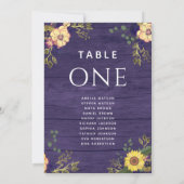 Carte Graphique de siège Mariage Rustique Floral Violet (Dos)